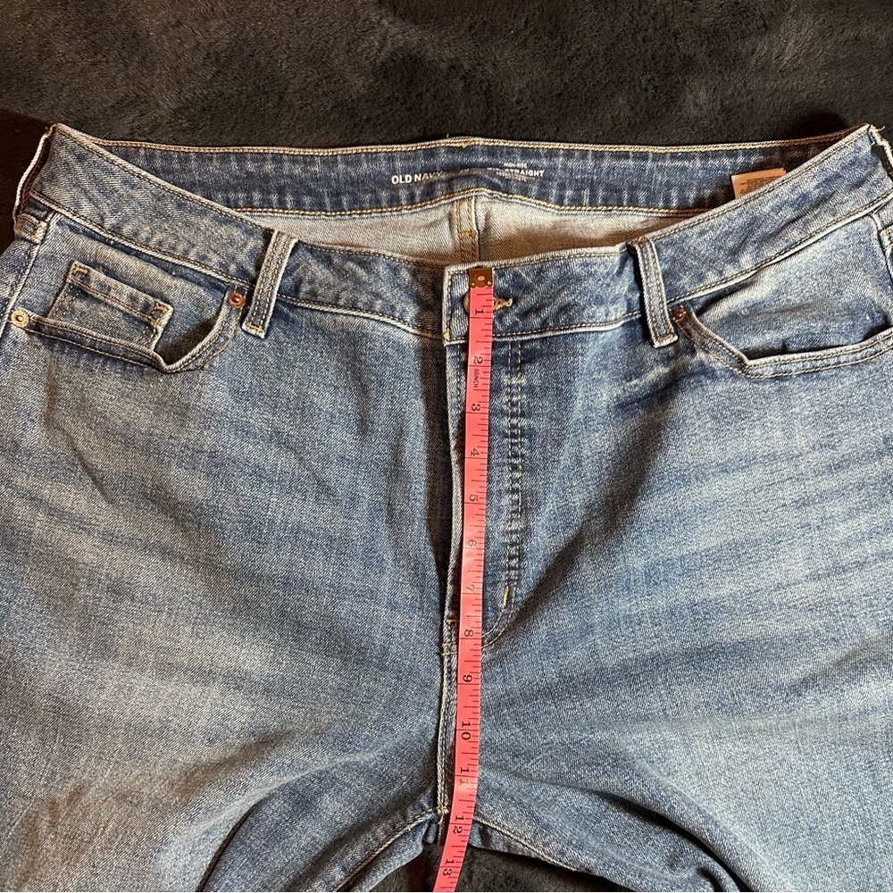 OG Straight mid rise slit ankle medium wash women's size 20 jeans by Old Navy - Picture 4 of 9